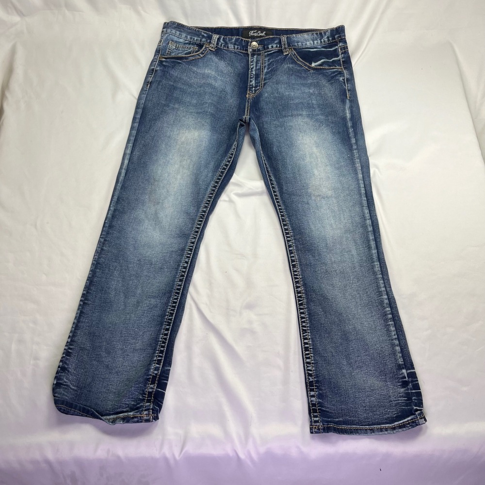 True Luck Jeans Blue Distressed Pocket Straight Leg 40/32